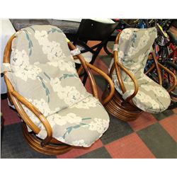 PAIR OF ROUND WICKER PATIO LOUNGERS