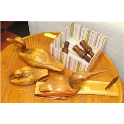 3 WOOD DUCK ORNAMENTS WITH 3 DUCKS