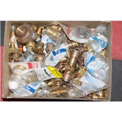 BOX OF NEW BRASS PLUMBING FITTINGS