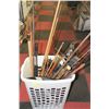 Image 1 : ESTATE BASKET WITH POOL CUES, WALKING CANES,