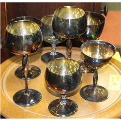 ESTATE BRASS SILVERPLATED GOBLET SET