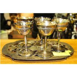 SILVERPLATED GOBLET AND TRAY SET