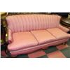 Image 1 : VINTAGE WOOD CARVED PINK FABRIC SOFA