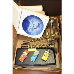ESTATE BOX WITH DIE CAST VOLKSWAGONS, CANDLE