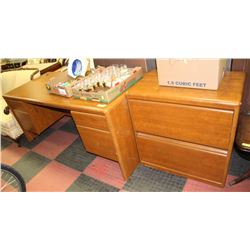 WOODEN DESK & MATCHING FILING CABINET