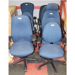 BLUE FABRIC HYDRAULIC SWIVEL OFFICE CHAIRS X8