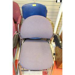 FOUR PURPLE METAL & FABRIC & TWO BLUE METAL &