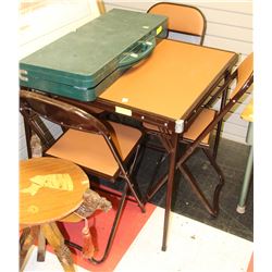 VINTAGE FOLD UP CARD AND TABLE AND 4 CHAIRS