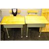 Image 1 : PAIR OF VINTAGE WOOD AND METAL SCHOOL DESKS