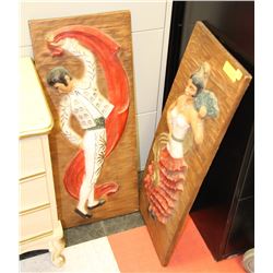 2 SPANISH ART SCULPTURE PICTURES  BULL FIGHTER