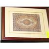 Image 1 : FRAMED PERSIAN HANDWOVEN MINIATURE RUG MADE IN