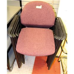 SEVEN RED BLACK METAL & FABRIC LOBBY CHAIRS