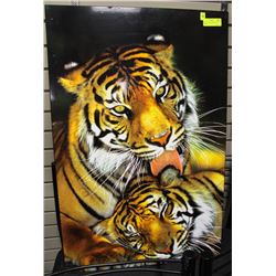 LARGE TIGER & CUB PLAQUE PICTURE 3 FT TALL X 23.5 IN. WIDE
