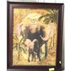 Image 1 : WOOD FRAMED ELEPHANT PICTURE BY