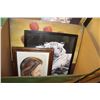 Image 1 : LARGE BOX W/PLAQUES, PICTURES & CANVAS