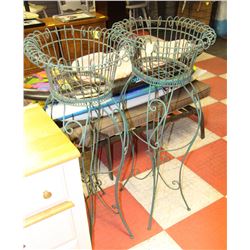 LOT OF 2 GREEN CAST IRON PLANTERS 41" TALL