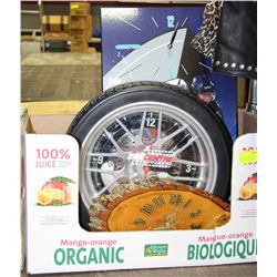 BOX WITH SIDNEY CROSBY CLOCK,TIRE CLOCK AND MORE