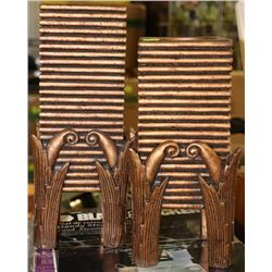 MATCHING GOLD LEAF SQUARE CANDLE HOLDERS