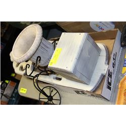 TRAY WITH IRON BIKE PLANTER,CONCRETE FLOWER POT