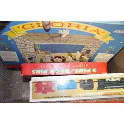 BOX OF VINTAGE TOYS AND BOARD GAME