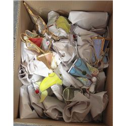 BOX WITH COLLECTION OF GLASS ANGEL ORNAMENTS