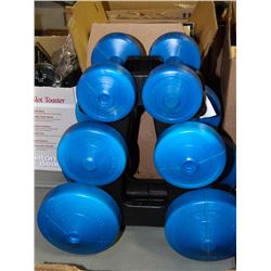 SET OF DUMBELLS ON STAND
