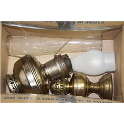BOX OF 2 VINTAGE OIL LAMPS