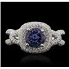 Image 2 : 14KT White Gold 1.56 ctw Tanzanite and Diamond Ring