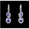 Image 1 : 14KT White Gold 8.10 ctw Tanzanite and Diamond Earrings