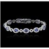 Image 1 : 14KT White Gold 6.50 ctw Sapphire and Diamond Bracelet