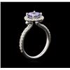 Image 3 : 1.25 ctw Tanzanite and Diamond Ring - 14KT White Gold