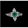 Image 2 : 0.38 ctw Emerald and Diamond Ring - 14KT White Gold