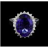 Image 2 : 6.85 ctw Tanzanite and Diamond Ring - 14KT White Gold