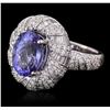 Image 1 : 18KT White Gold 4.86 ctw Tanzanite and Diamond Ring