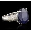 Image 1 : 14KT White Gold 17.02 ctw Sapphire and Diamond Ring
