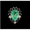 Image 2 : 14KT Yellow Gold GIA Certified 15.98 ctw Emerald, Sapphire and Diamond Ring