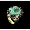 Image 3 : 14KT Yellow Gold GIA Certified 15.98 ctw Emerald, Sapphire and Diamond Ring