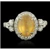 Image 2 : 14KT White Gold 2.59 ctw Opal and Diamond Ring