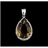 Image 1 : 10.00 ctw Smoky Topaz and Diamond Pendant - 14KT White Gold