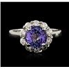Image 2 : 14KT White Gold 2.23 ctw Tanzanite and Diamond Ring