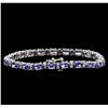 Image 2 : 8.11 ctw Tanzanite and Diamond Bracelet - 14KT White Gold