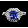 Image 2 : 14KT White Gold 1.25 ctw Tanzanite and Diamond Ring
