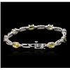 Image 2 : 14KT White Gold 7.68 ctw Multicolor Sapphire and Diamond Bracelet