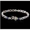 Image 2 : 14KT White Gold 0.70 ctw Sapphire and Diamond Bracelet