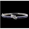 Image 1 : 4.00 ctw Blue Sapphire and Diamond Bracelet - 18KT White Gold