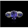 Image 2 : 14KT White Gold 3.83 ctw Tanzanite, Sapphire and Diamond Ring