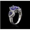 Image 3 : 14KT White Gold 3.83 ctw Tanzanite, Sapphire and Diamond Ring
