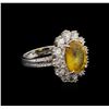 Image 2 : 5.66 ctw Yellow Sapphire and Diamond Ring - 14KT White Gold