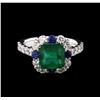 Image 2 : 3.03 ctw Emerald, Sapphire and Diamond Ring - 14KT White Gold