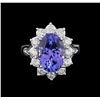Image 2 : 6.00 ctw Tanzanite and Diamond Ring - 14KT White Gold